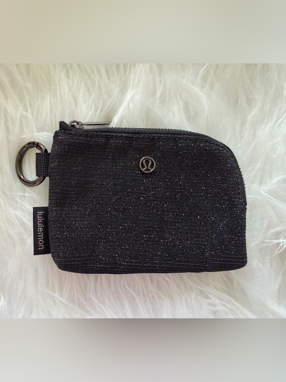 lululemon Black Glitter Clippable Card Pouch